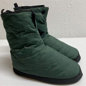 REI Down Feather Cabin Tent Booties Slippers Shoes Green Mens S Fleece Lined